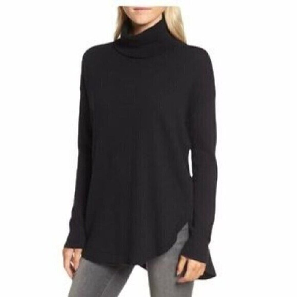 Chelsea28 Black Cashmere Blend Long Sleeve Tunic Sweater Women's size XXS NEW
